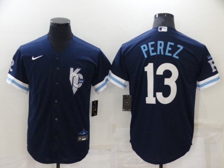 Royals 13 Salvador Perez Navy Nike 2022 City Connect Cool Base Jersey Royals 13 Salvador Perez Navy Nike 2022 City Connect Cool Base Jersey