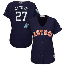 Houston Astros #27 Jose Altuve Navy Blue 2018 Spring Training Cool Base Womens Stitched MLB Jersey
