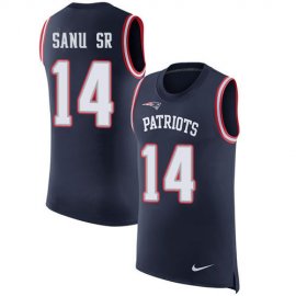 Nike New England Patriots #14 Mohamed Sanu Sr Navy Blue Team Color Mens Stitched NFL Limited Rush Tank Top Jersey