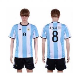 Argentina #8 J.Zanetti Home Soccer Country Jersey