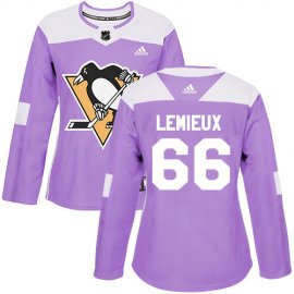 Adidas Pittsburgh Penguins #66 Mario Lemieux Purple Authentic Fights Cancer Womens Stitched NHL Jersey