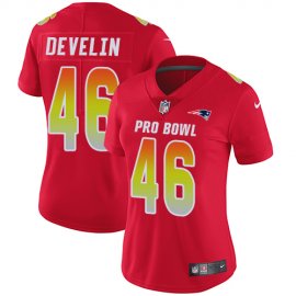 Nike New England Patriots #46 James Develin Red Womens Stitched NFL Limited AFC 2018 Pro Bowl Jersey
