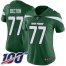 Nike New York Jets #77 Mekhi Becton Green Team Color Womens Stitched NFL 100th Season Vapor Untouchable Limited Jersey