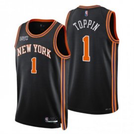 New York New York Knicks #1 Obi Toppin Mens Nike Black 2021/22 Swingman NBA Jersey – City Edition Mens
