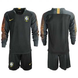 Brazil Blank Black Goalkeeper Long Sleeves Soccer Country Jersey