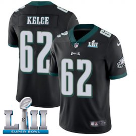 Nike Philadelphia Eagles #62 Jason Kelce Black Alternate Super Bowl LII Mens Stitched NFL Vapor Untouchable Limited Jersey