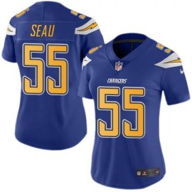 Nike Los Angeles Chargers #55 Junior Seau Electric Blue Womens Stitched NFL Limited Rush Jersey