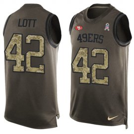 Nike San Francisco 49ers #42 Ronnie Lott Green Mens Stitched NFL Limited Salute To Service Tank Top Jersey