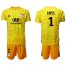 Lyon #1 Lopes Yellow Goalkeeper Soccer Club Jersey