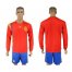 Spain Blank Red Home Long Sleeves Soccer Country Jersey