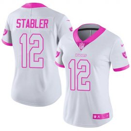 Nike Las Vegas Raiders #12 Kenny Stabler White/Pink Womens Stitched NFL Limited Rush Fashion Jersey