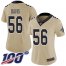 Nike New Orleans Saints #56 DeMario Davis Gold Womens Stitched NFL Limited Inverted Legend 100th Season Jersey