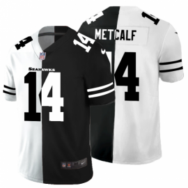Seattle Seahawks #14 DK Metcalf Mens Black V White Peace Split Nike Vapor Untouchable Limited NFL Jersey