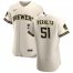 Milwaukee Brewers #51 Freddy Peralta Mens Nike Cream Home 2020 Authentic Player MLB Jersey