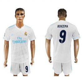 Real Madrid #9 Benzema White Home Soccer Club Jersey