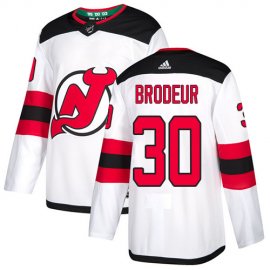 Adidas New Jersey Devils #30 Martin Brodeur White Road Authentic Stitched NHL Jersey