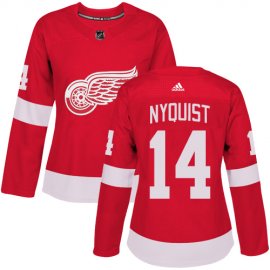 Adidas Detroit Red Wings #14 Gustav Nyquist Red Home Authentic Womens Stitched NHL Jersey