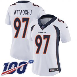 Nike Denver Broncos #97 Jeremiah Attaochu White Womens Stitched NFL 100th Season Vapor Untouchable Limited Jersey