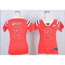 Nike Atlanta Falcons #2 Matt Ryan Red Team Color Womens Stitched NFL Elite Draft Him Shimmer Jersey
