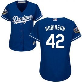 Los Angeles Dodgers #42 Jackie Robinson Blue Alternate 2018 World Series Womens Stitched MLB Jersey