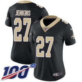 Nike New Orleans Saints #27 Malcolm Jenkins Black Team Color Womens Stitched NFL 100th Season Vapor Untouchable Limited Jersey