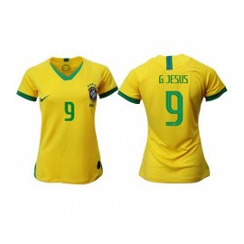 Womens Brazil #9 G.Jesus Home Soccer Country Jersey