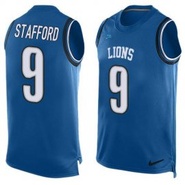 Nike Detroit Lions #9 Matthew Stafford Blue Team Color Mens Stitched NFL Limited Tank Top Jersey