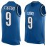 Nike Detroit Lions #9 Matthew Stafford Blue Team Color Mens Stitched NFL Limited Tank Top Jersey