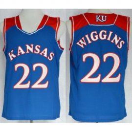 Kansas Jayhawks 22 Andrew Wiggin Blue NCAA Basketball Authentic Jersey