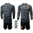 Spain Blank Black Long Sleeves Goalkeeper Kid Soccer Country Jersey