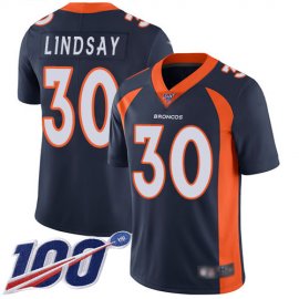 Nike Denver Broncos #30 Phillip Lindsay Navy Blue Alternate Mens Stitched NFL 100th Season Vapor Limited Jersey