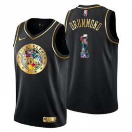 Philadelphia Philadelphia 76ers #1 Andre Drummond Mens Golden Edition Diamond Logo 2021/22 Swingman Jersey – Black Mens