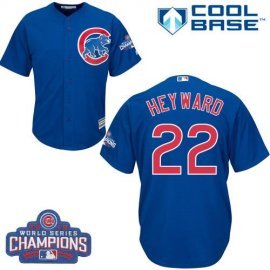 Chicago Cubs #22 Jason Heyward Blue Alternate 2016 World Series Champions Stitched Youth MLB Jersey