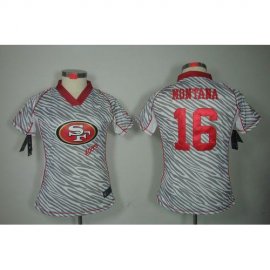 Nike San Francisco 49ers #16 Joe Montana Zebra Womens Stitched NFL Elite Jersey