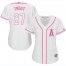 Los Angeles Angels #27 Mike Trout White/Pink Fashion Womens Stitched MLB Jersey