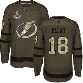 Adidas Tampa Bay Lightning #18 Ondrej Palat Green Salute to Service 2020 Stanley Cup Champions Stitched NHL Jersey