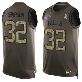 Nike Buffalo Bills #32 O. J. Simpson Green Mens Stitched NFL Limited Salute To Service Tank Top Jersey