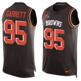 Nike Cleveland Browns #95 Myles Garrett Brown Team Color Mens Stitched NFL Limited Tank Top Jersey