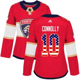 Adidas Florida Panthers #10 Brett Connolly Red Home Authentic USA Flag Womens Stitched NHL Jersey