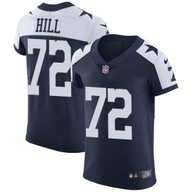 Nike Dallas Cowboys #72 Trysten Hill Navy Blue Thanksgiving Mens Stitched NFL Vapor Untouchable Throwback Elite Jersey