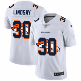 Denver Broncos #30 Phillip Lindsay White Mens Nike Team Logo Dual Overlap Limited NFL Jersey