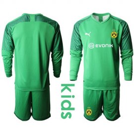 Dortmund Blank Green Goalkeeper Long Sleeves Kid Soccer Club Jersey