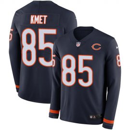 Nike Chicago Bears #85 Cole Kmet Navy Blue Team Color Mens Stitched NFL Limited Therma Long Sleeve Jersey