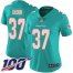 Nike Miami Dolphins #37 Myles Gaskin Aqua Green Team Color Womens Stitched NFL 100th Season Vapor Untouchable Limited Jersey