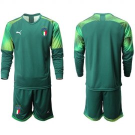 Italy Blank Army Green Long Sleeves Goalkeeper Soccer Country Jersey