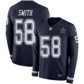 Nike Dallas Cowboys #58 Aldon Smith Navy Blue Team Color Mens Stitched NFL Limited Therma Long Sleeve Jersey