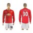 Manchester United #30 Varela Red Home Long Sleeves Soccer Club Jersey