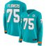 Nike Miami Dolphins #75 Ereck Flowers Aqua Green Team Color Womens Stitched NFL Limited Therma Long Sleeve Jersey