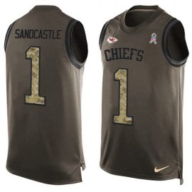Nike Kansas City Chiefs #1 Leon Sandcastle Green Mens Stitched NFL Limited Salute To Service Tank Top Jersey