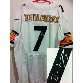 Nike Pittsburgh Steelers #7 Ben Roethlisberger White Mens Stitched NFL Elite Autographed Jersey